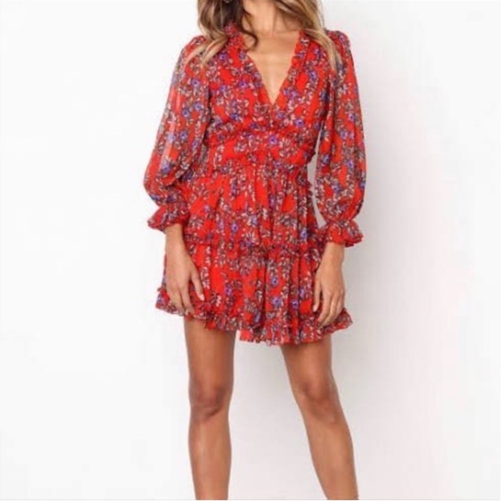 Selfie Leslie Red Floral Mini Dress